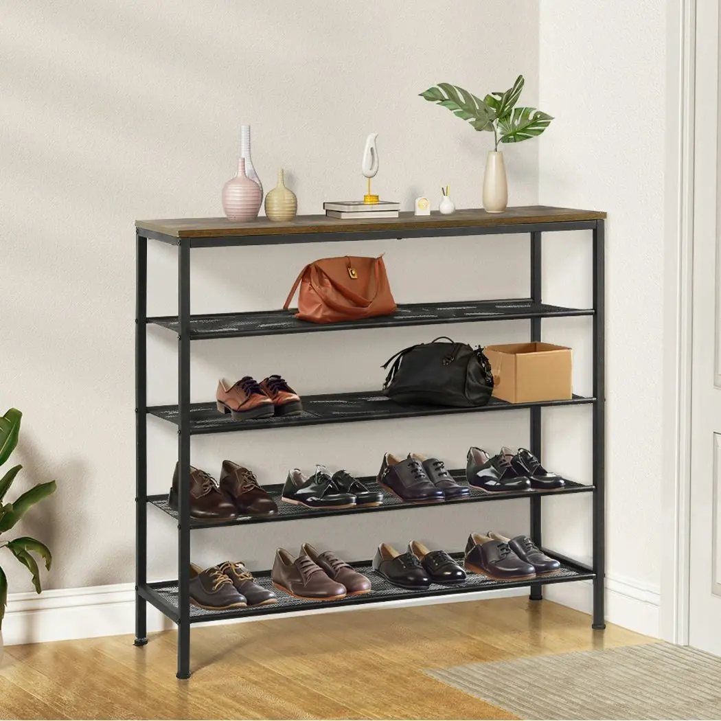 Levede 5-Tier Shoe Rack Console Table Storage Organisers Industrial Steel 100cm