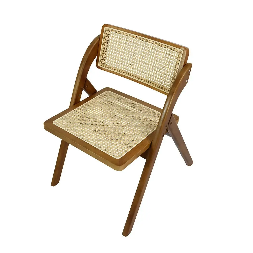 Levede 2X Dining Chairs Foldable  Accent Wooden Chair Rattan Furniture Lounge