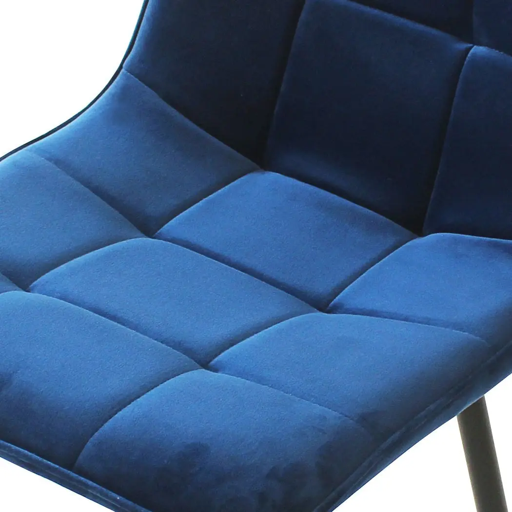 Levede 4x Dining Chairs Kitchen Velvet Chair Lounge Room Retro Padded Seat Blue