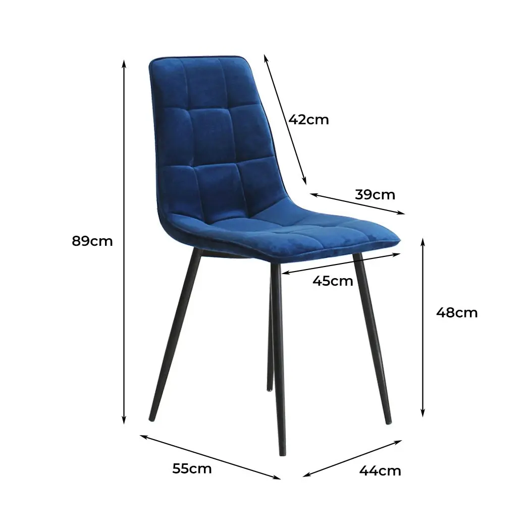 Levede 4x Dining Chairs Kitchen Velvet Chair Lounge Room Retro Padded Seat Blue