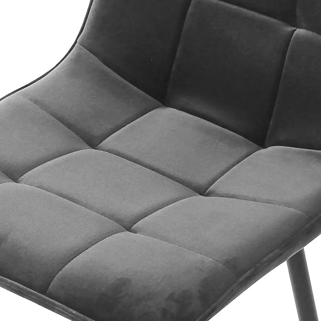 Levede 4x Dining Chairs Kitchen Velvet Chair Lounge Room Retro Padded Seat Grey