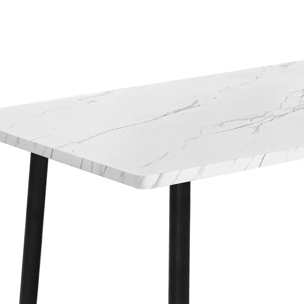 Levede Dining Table Steel Home Kitchen Marbled White Cafe 4-6 Seater 150x90cm