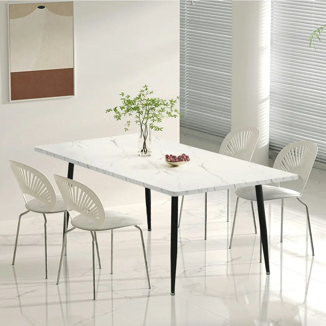 Levede Dining Table Steel Home Kitchen Marbled White Cafe 4-6 Seater 150x90cm