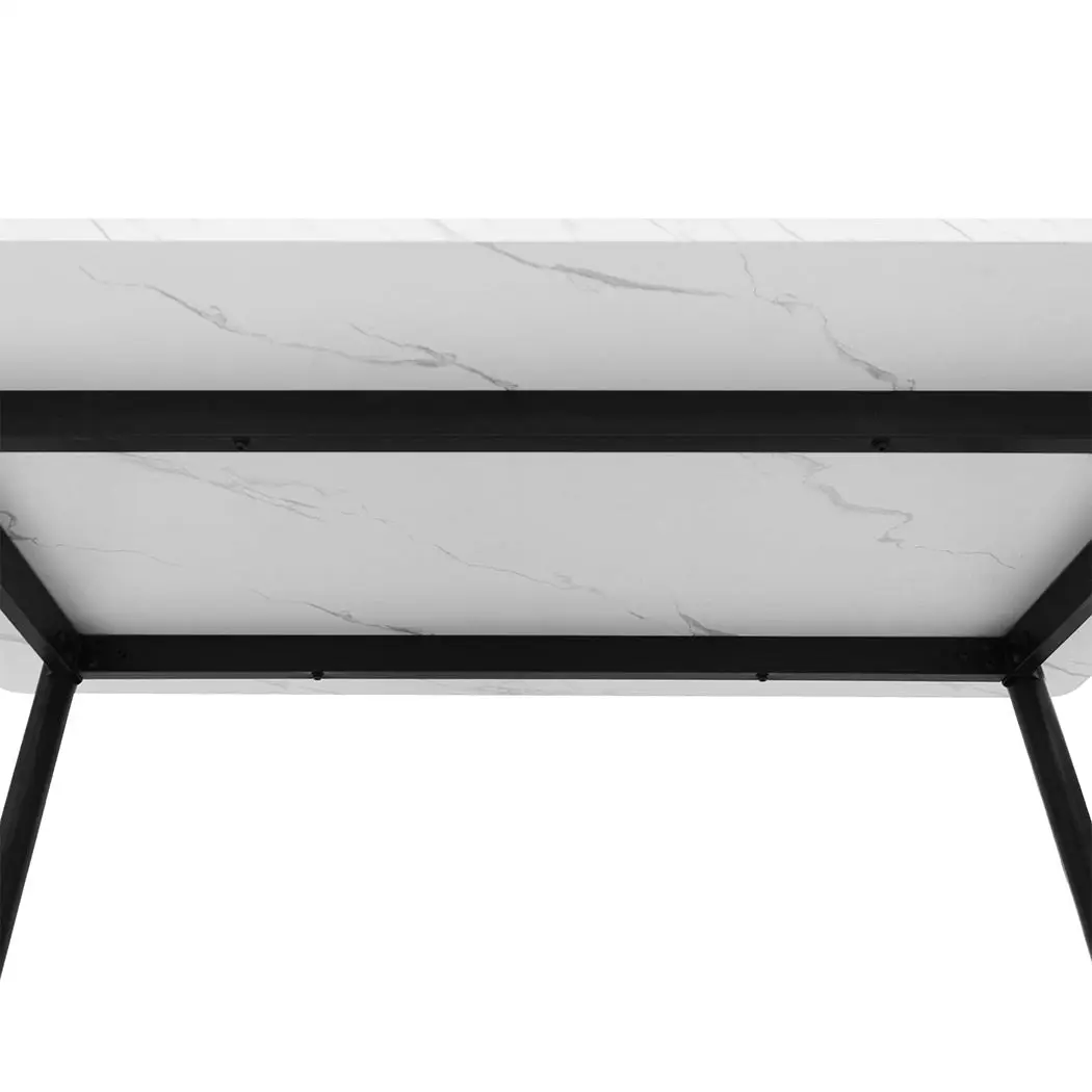 Levede Dining Table Steel Home Kitchen Marbled White Cafe 4-6 Seater 150x90cm