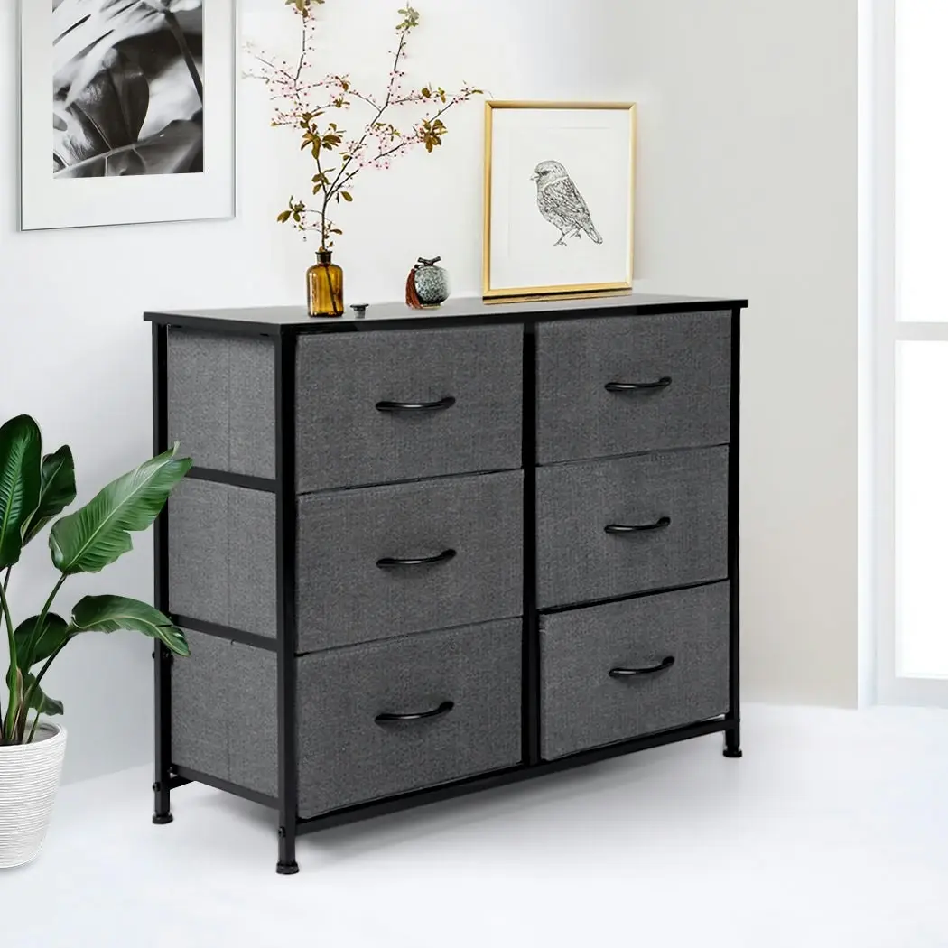 Levede Storage Cabinet Tower Chest of 6 Drawers Dresser Tallboy Lowboy Organizer (CH1047-DG_1)