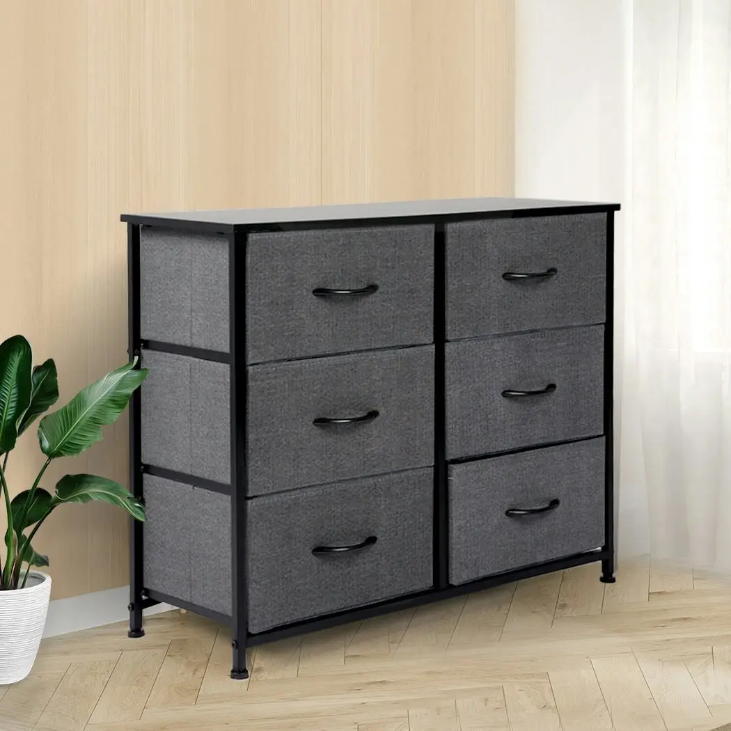 Levede Storage Cabinet Tower Chest of 6 Drawers Dresser Tallboy Lowboy Organizer (CH1047-DG_1)