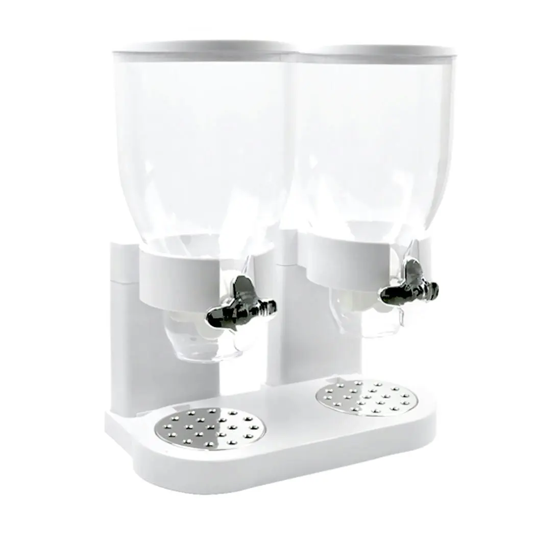 Toque Double Cereal Dispenser Dry Food Storage Container Dispense Machine White