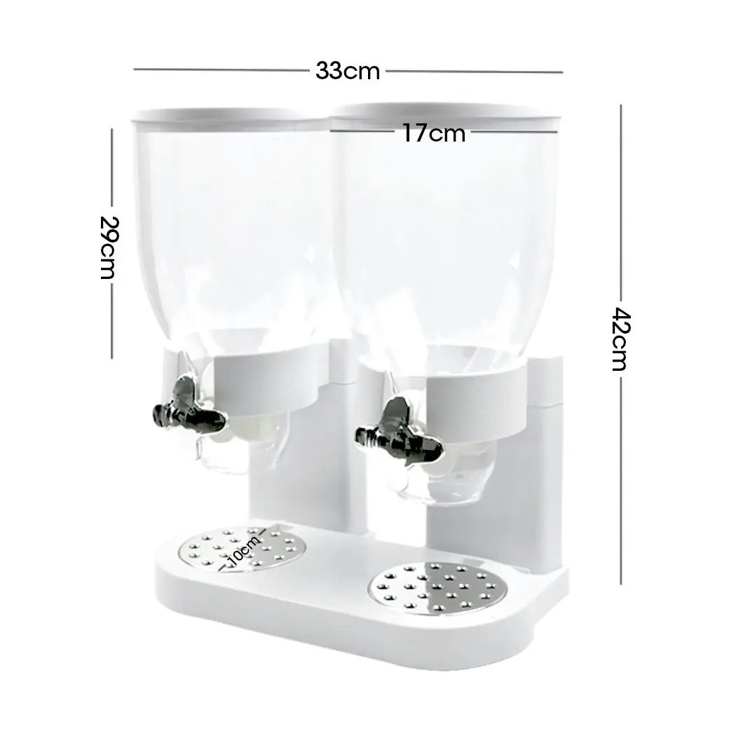 Toque Double Cereal Dispenser Dry Food Storage Container Dispense Machine White