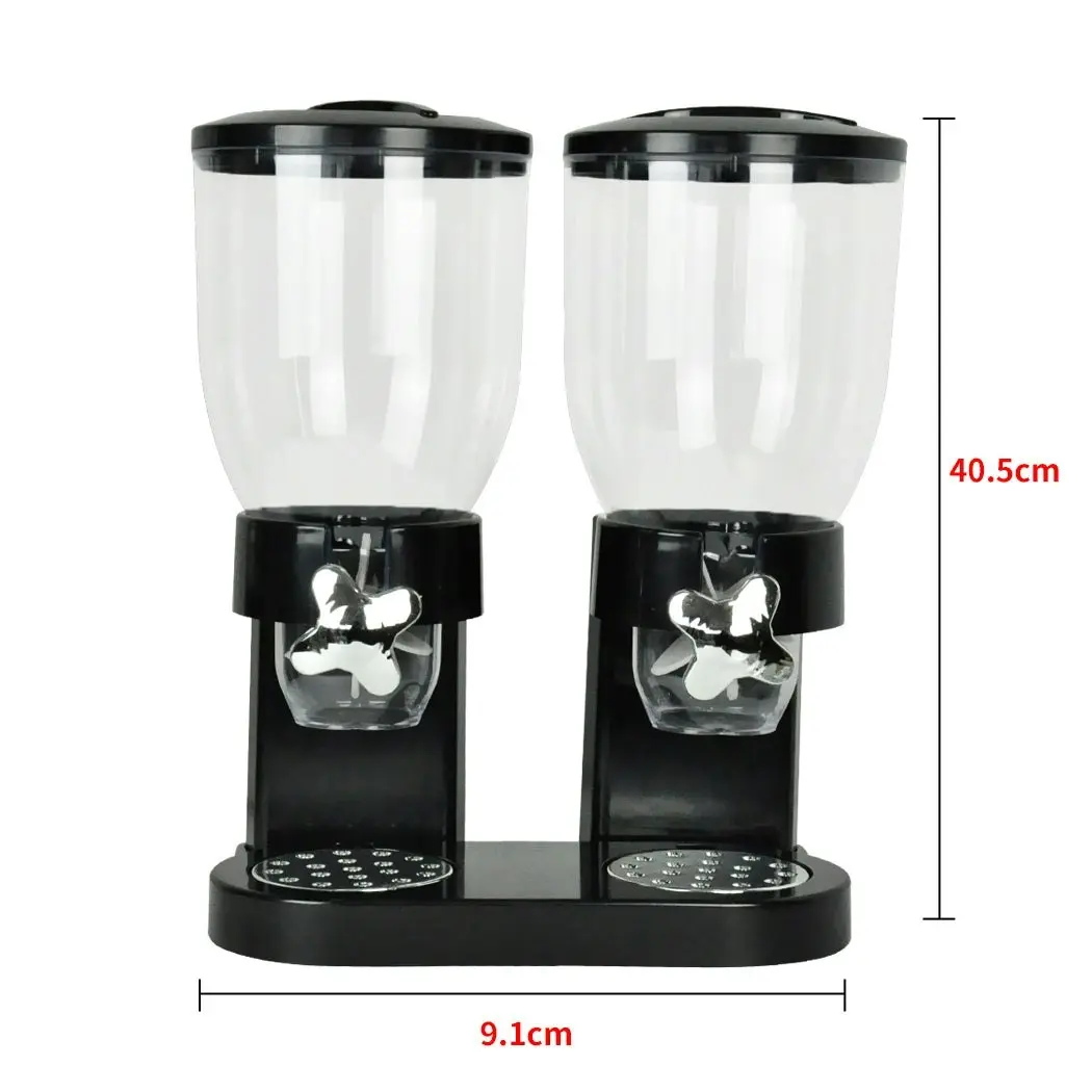 Toque Double Cereal Dispenser Dry Food Storage Container Dispense Machine Black