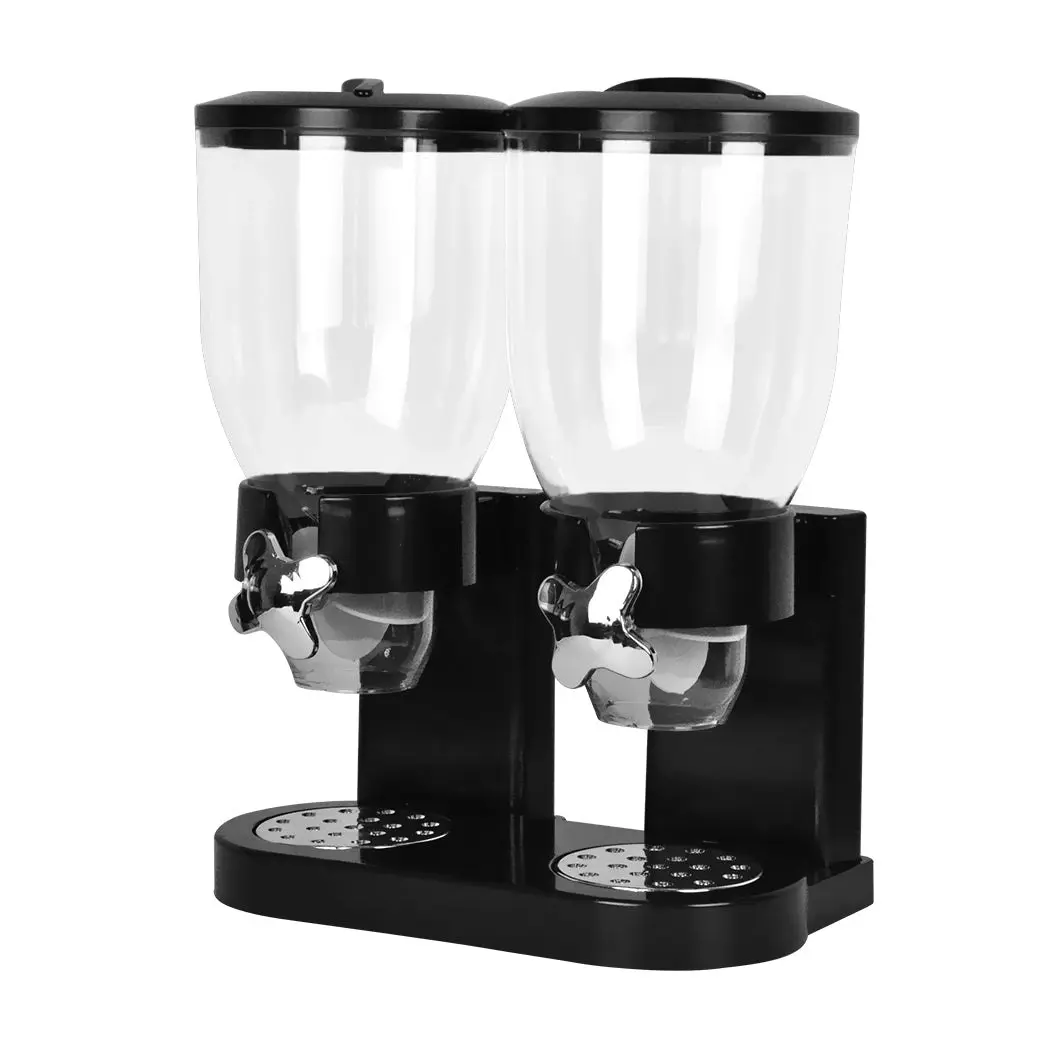 Toque Double Cereal Dispenser Dry Food Storage Container Dispense Machine Black