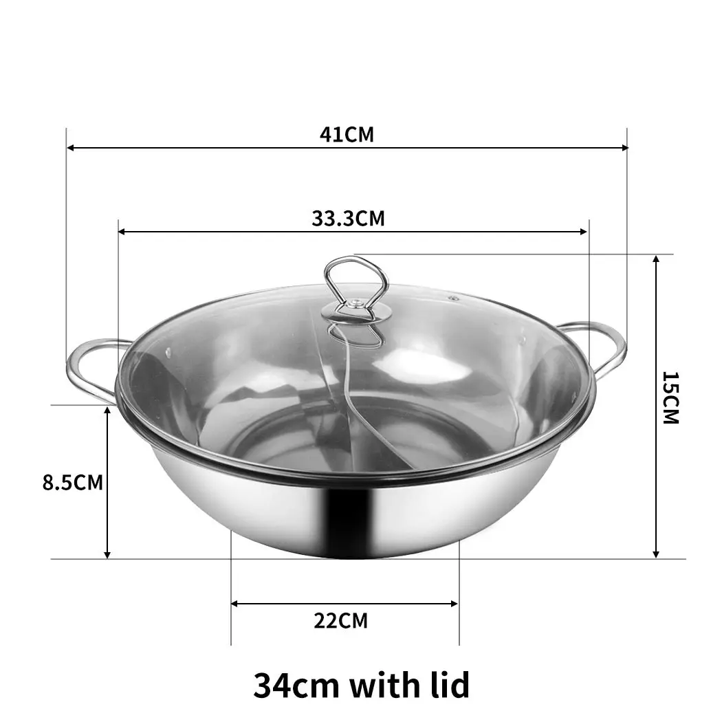 Toque Stainless Steel Twin Mandarin Hot Pot Induction Hotpot Cooker Cookware Lid