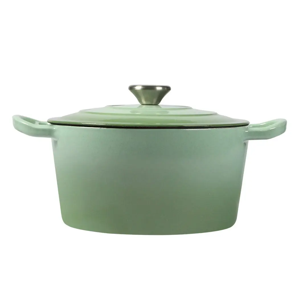 Toque Cast Iron Dutch Oven Frying Pan Enamel Casserole Pot with Lid 4L Green