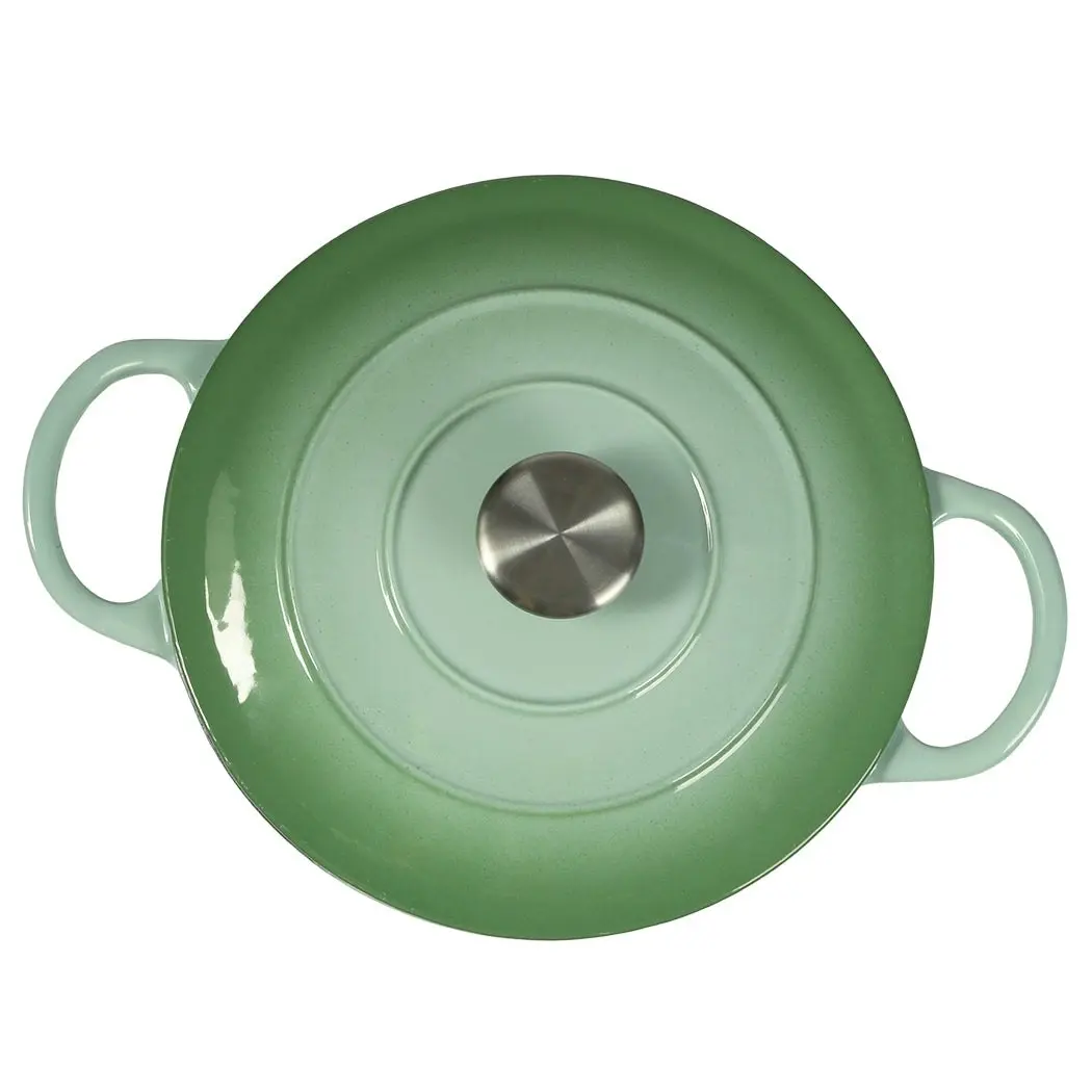 Toque Cast Iron Dutch Oven Frying Pan Enamel Casserole Pot with Lid 4L Green