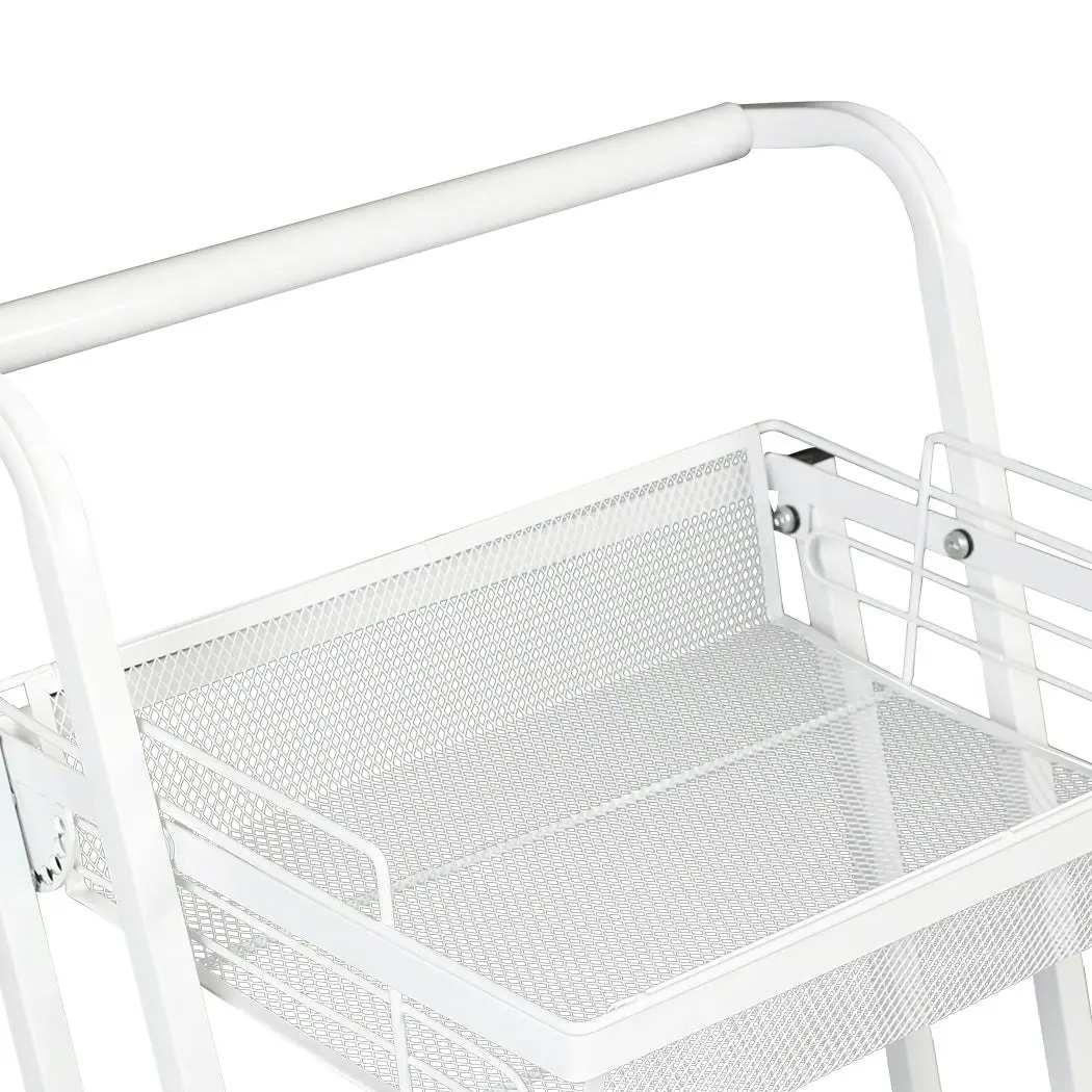 Levede Swivel Kitchen Cart 3 Tier Storage Shelf Rack with Wheels Storage Trolley