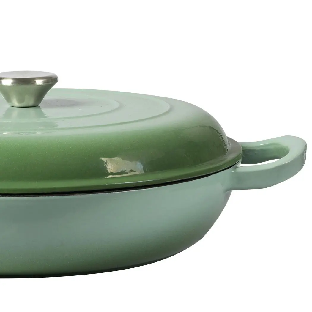 Toque Casserole Pot Cast Iron Dutch Oven Green Enamel Slow Cook Pan Lid 3.5L