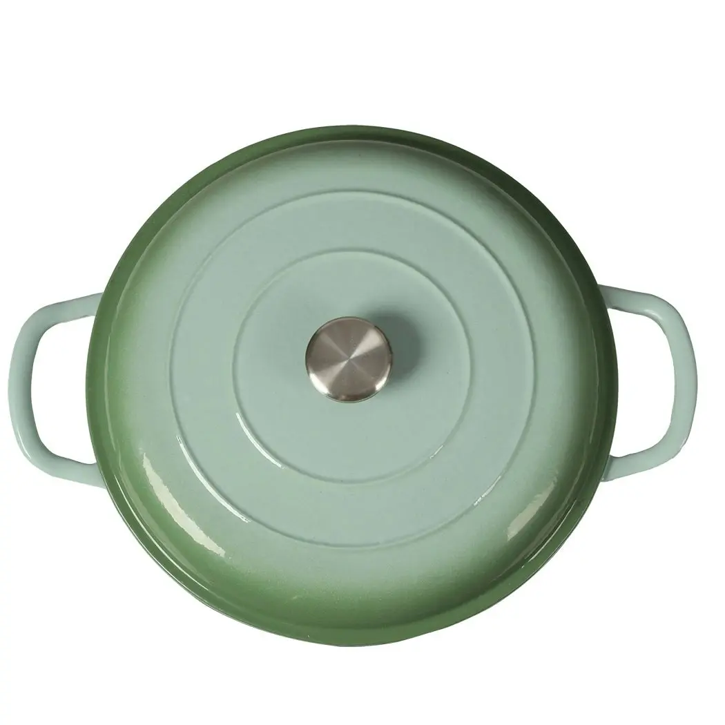 Toque Casserole Pot Cast Iron Dutch Oven Green Enamel Slow Cook Pan Lid 3.5L