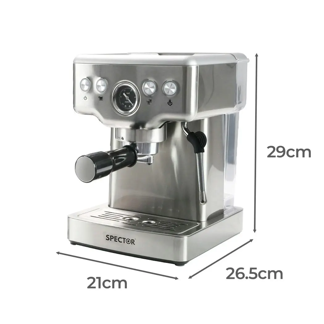 Spector Coffee Machine 20 Bar Espresso Cappuccino Maker Frother LCD Pre-soaking