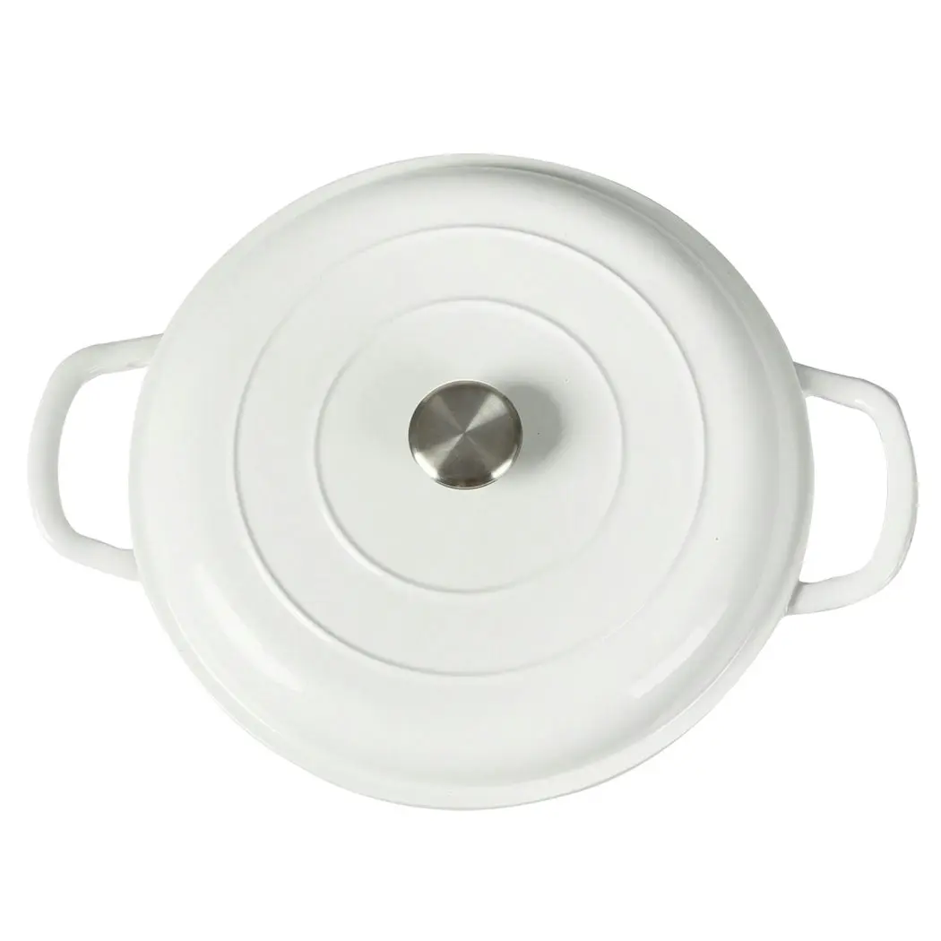 Toque Enamel Dutch Oven 4L Cast Iron Pan Casserole Pot Slow Cook with Lid White