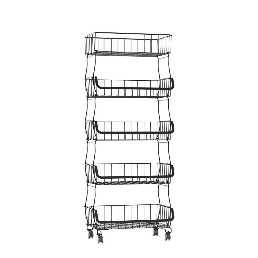 Toque 5 Tier Kitchen Trolley Cart Storage Rack Vegetable Organiser Shelf Wheels