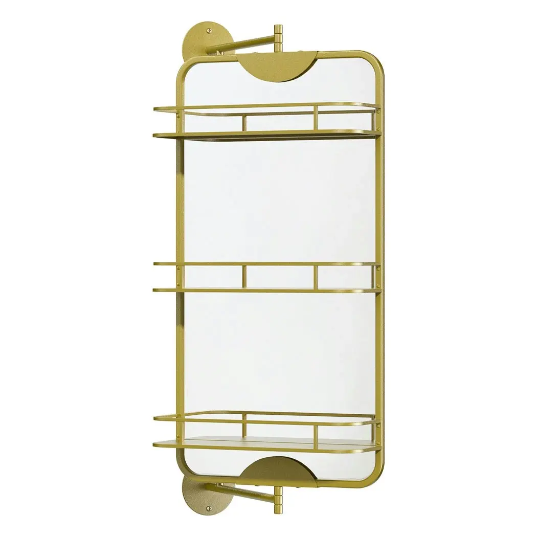 Yezi Bathroom Mirror Cabinet 360° Swivel Wall Mirrors Double-side Gold Rectangle