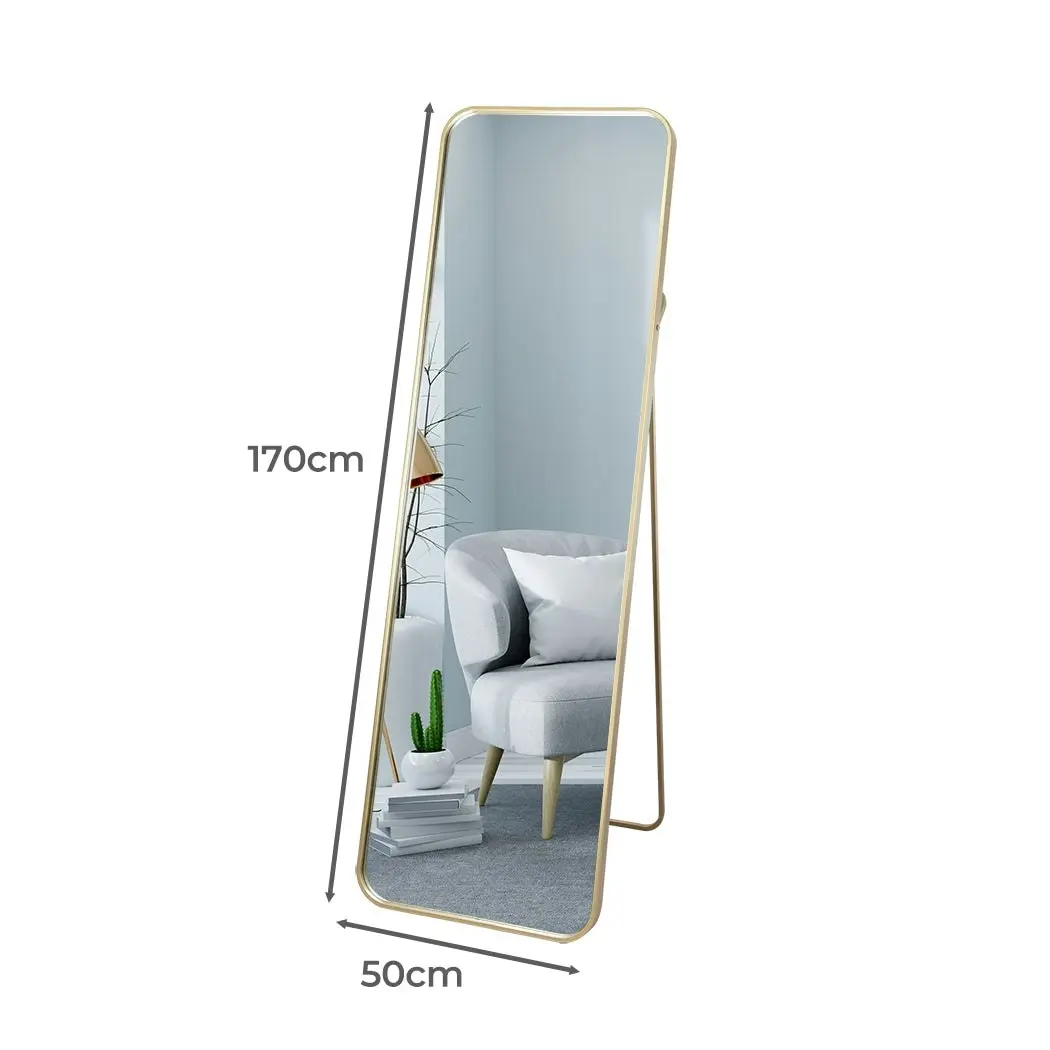 Yezi Full Length Wall Mirror 1.7m Floor Free Standing Makeup Mirrors Gold Frame