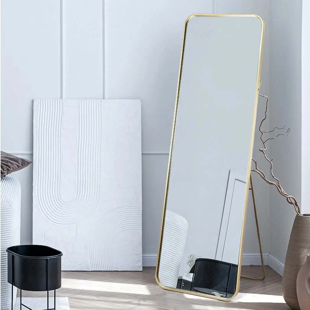 Yezi Full Length Wall Mirror 1.7m Floor Free Standing Makeup Mirrors Gold Frame