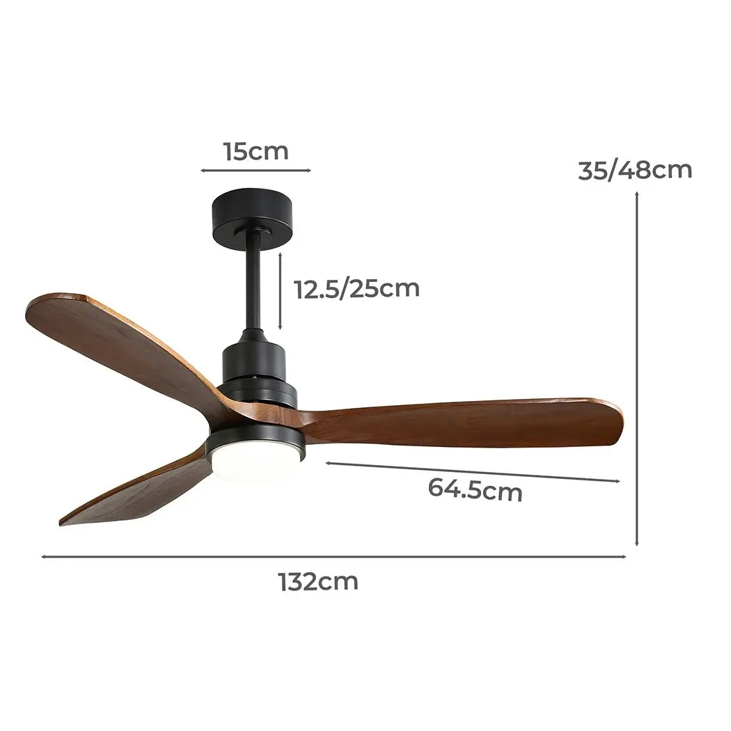 Spector 52'' Wood Ceiling Fan DC Motor with LED Light Remote Control 3 Blades