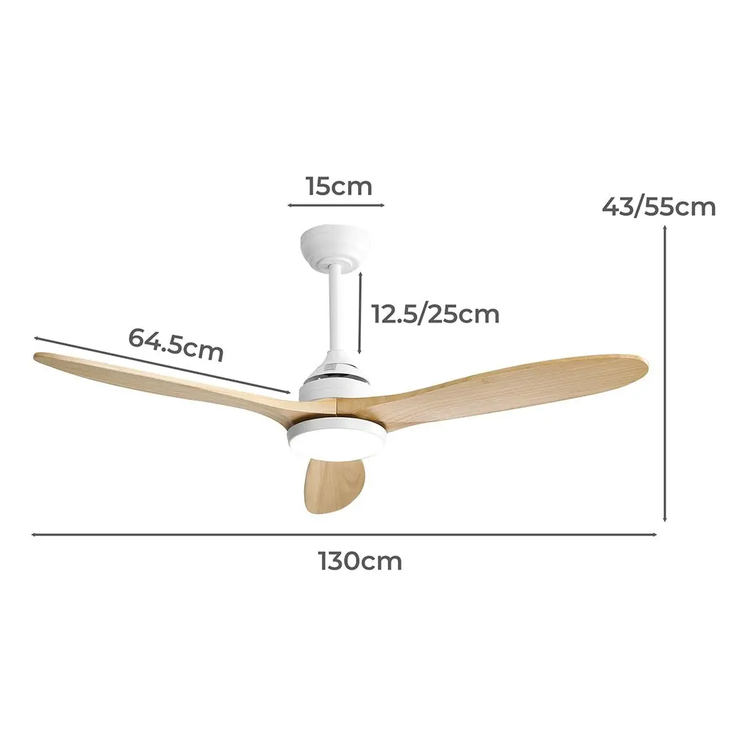 Spector 52'' Ceiling Fan LED Light DC Motor Remote Control 5 Speed Wooden Blade