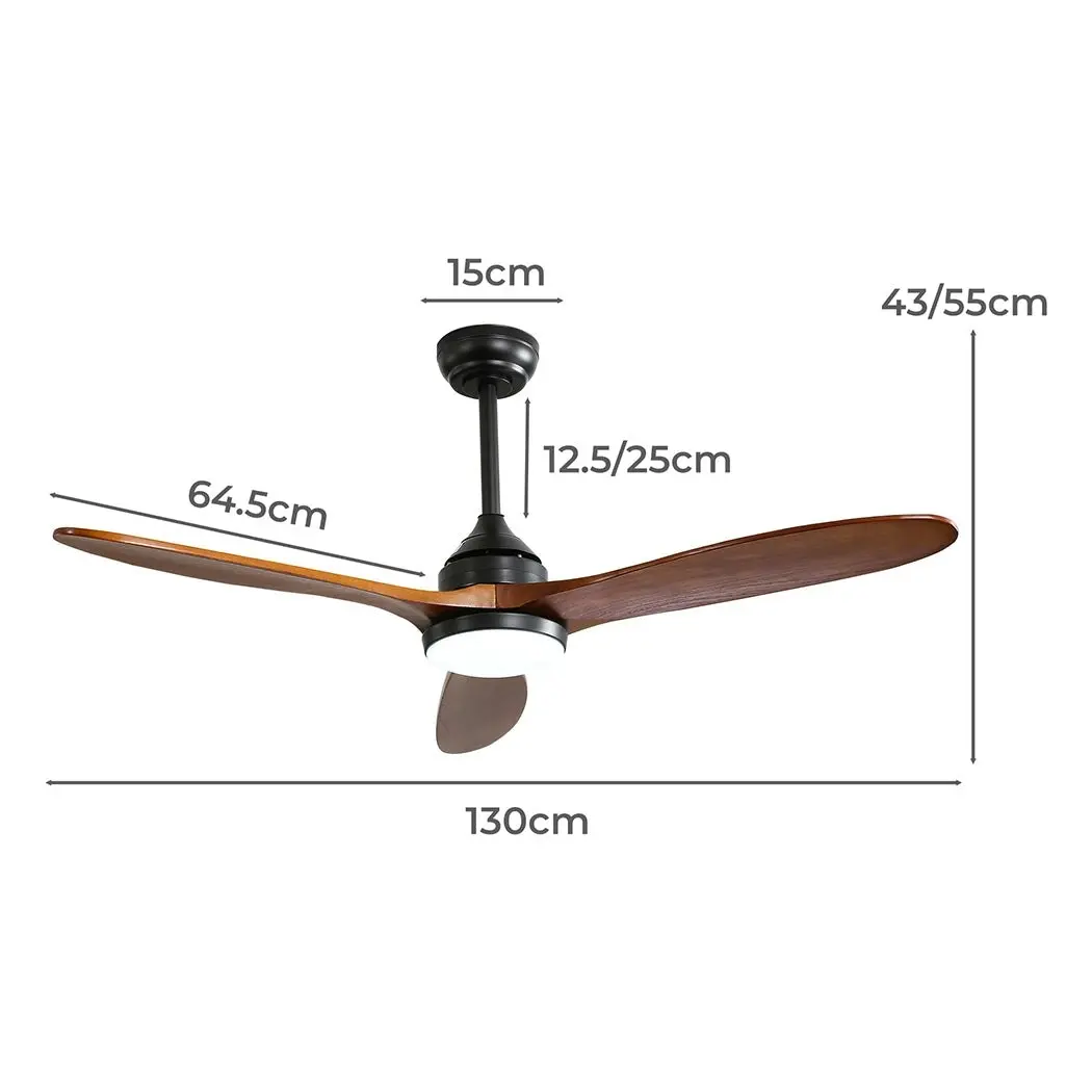 Spector 52'' Ceiling Fan DC Motor LED Light Wood Blade Remote Control 1300mm