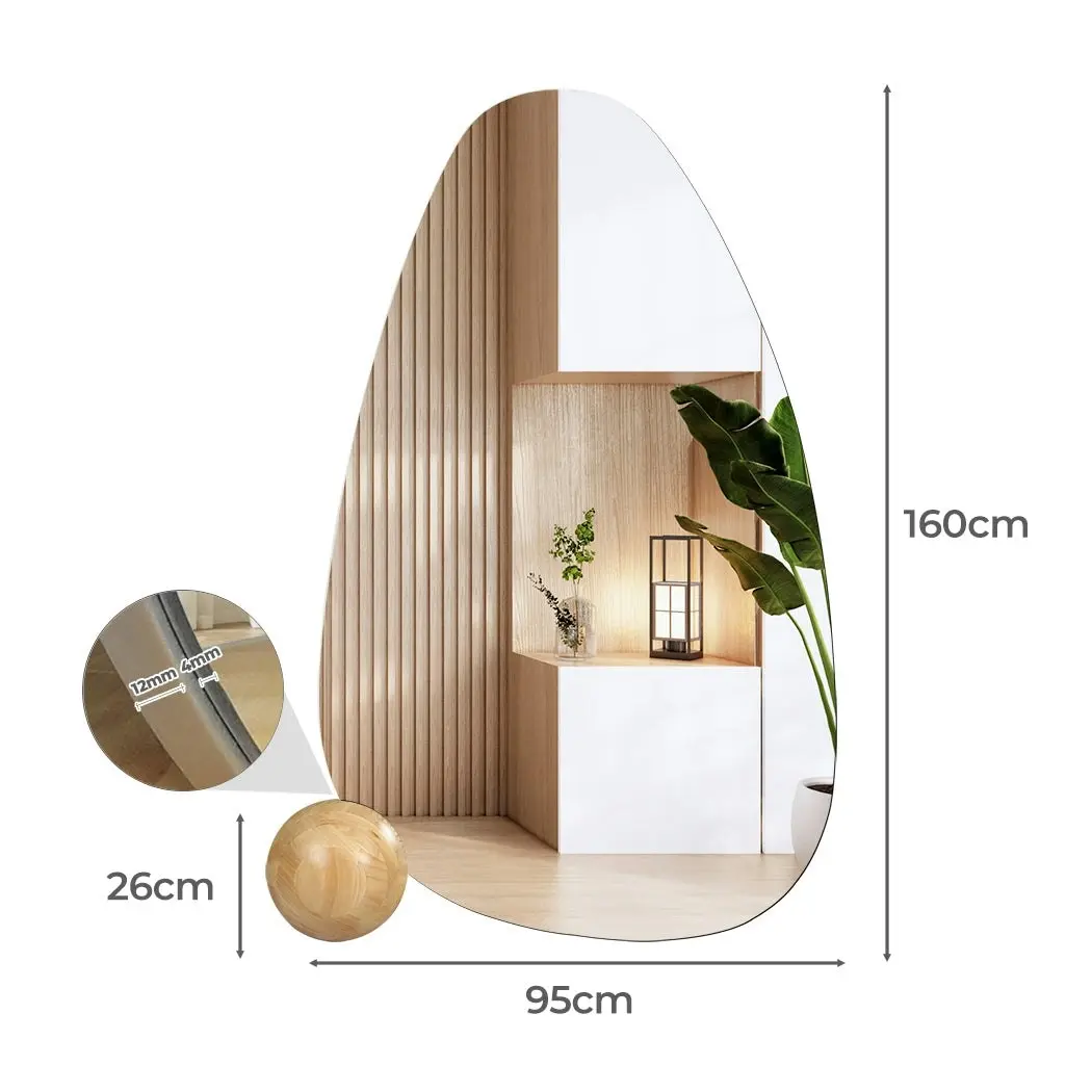 Yezi Full Length Floor Mirror Makeup Standing Mirrors Home Decor Ball Base 160cm