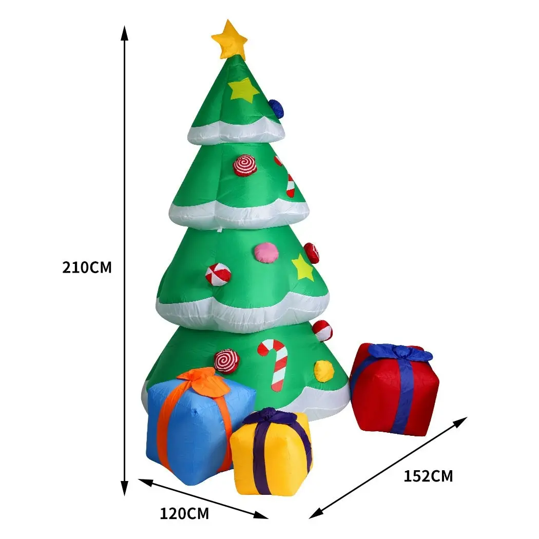 Santaco Christmas Inflatable Xmas Tree Green Gift Decorations Outdoor LED Lights