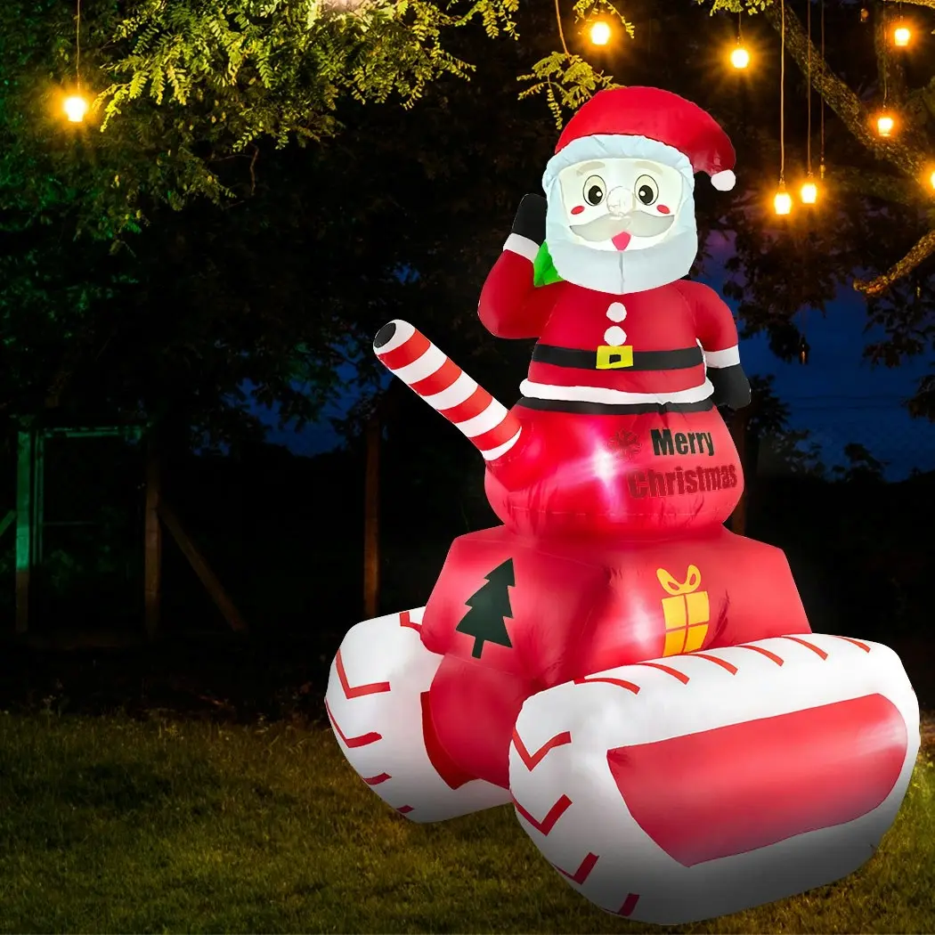 Santaco Christmas Inflatable Santa Claus Tank 1.8M Xmas Decor LED Lights Outdoor