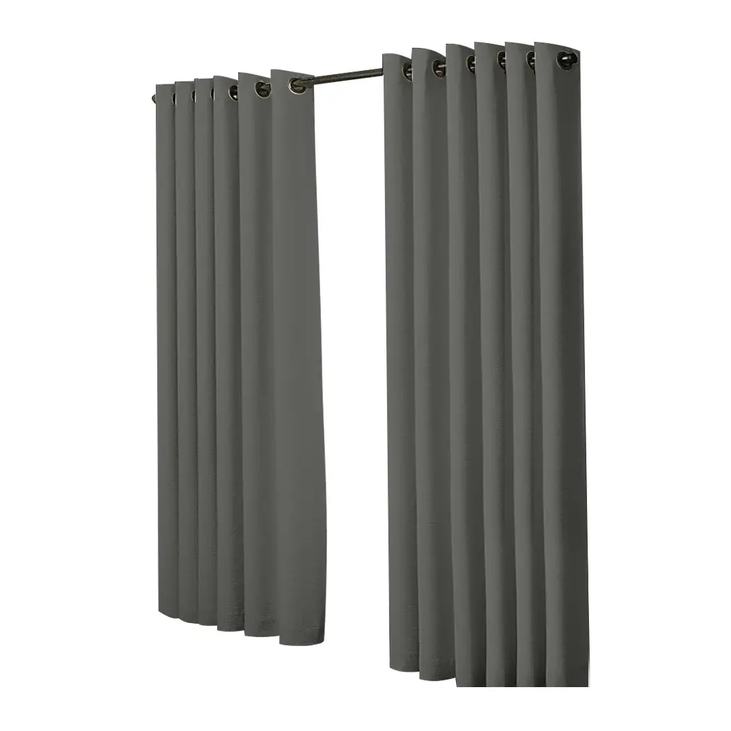 Traderight Group  2x Blockout Curtains Panels 3 Layers Eyelet Room Darkening 240x230cm Charcoal