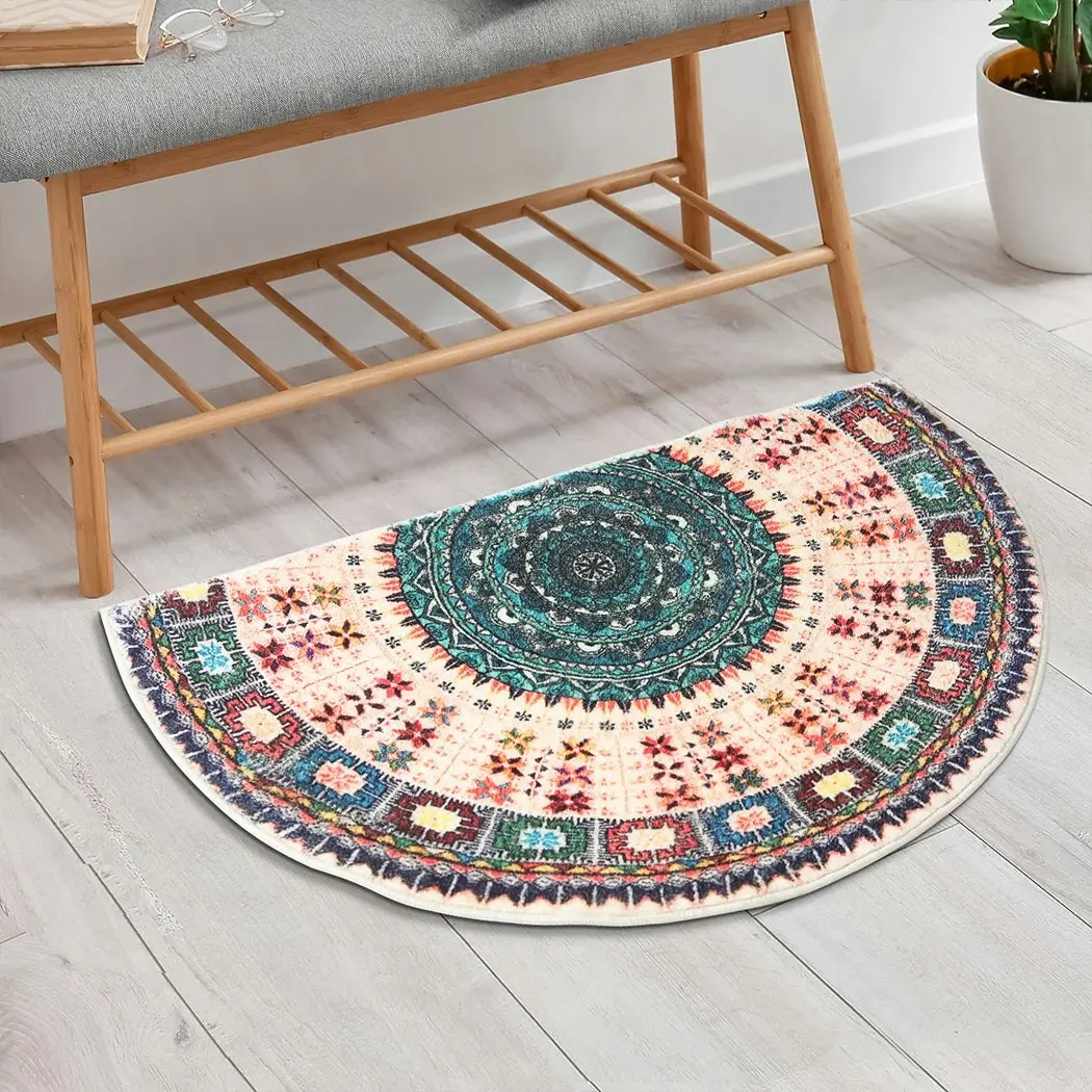 Marlow Door Mat Half Moon Semi-Circle Velvety Non Slip Entrance Floor Rug 60x90