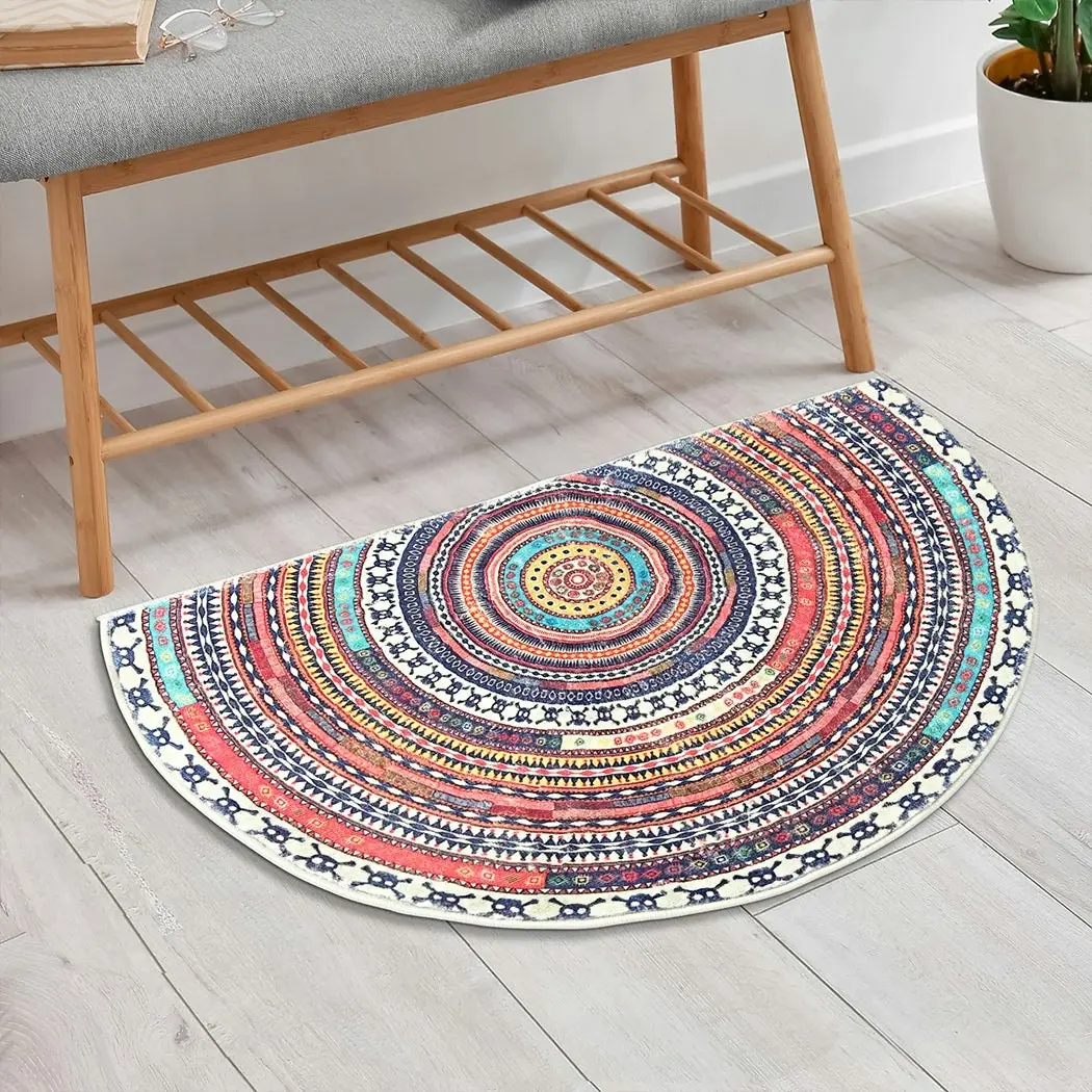 Marlow Door Mat Half Moon Semi-Circle Velvety Non Slip Entrance Floor Rug 60x90