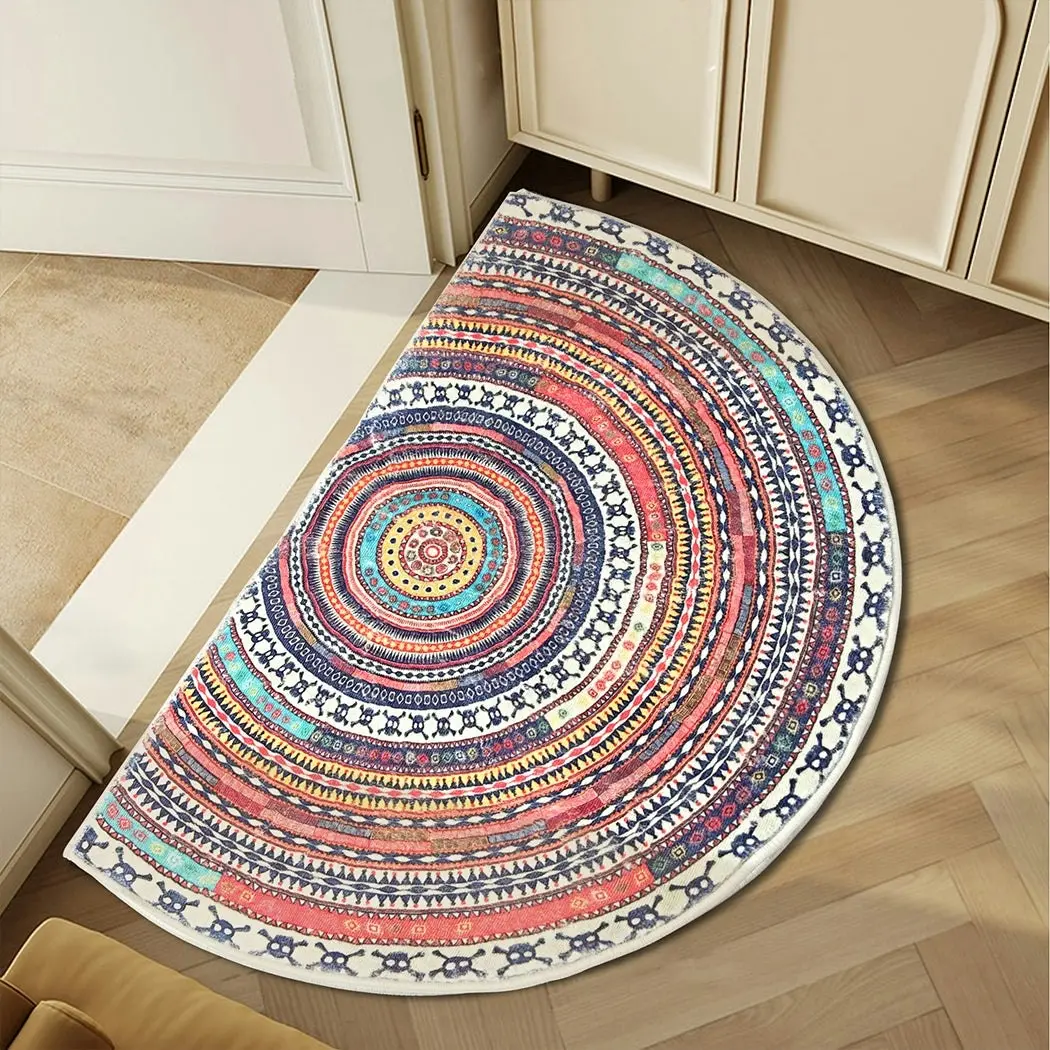 Marlow Door Mat Half Moon Semi-Circle Velvety Non Slip Entrance Floor Rug 60x90