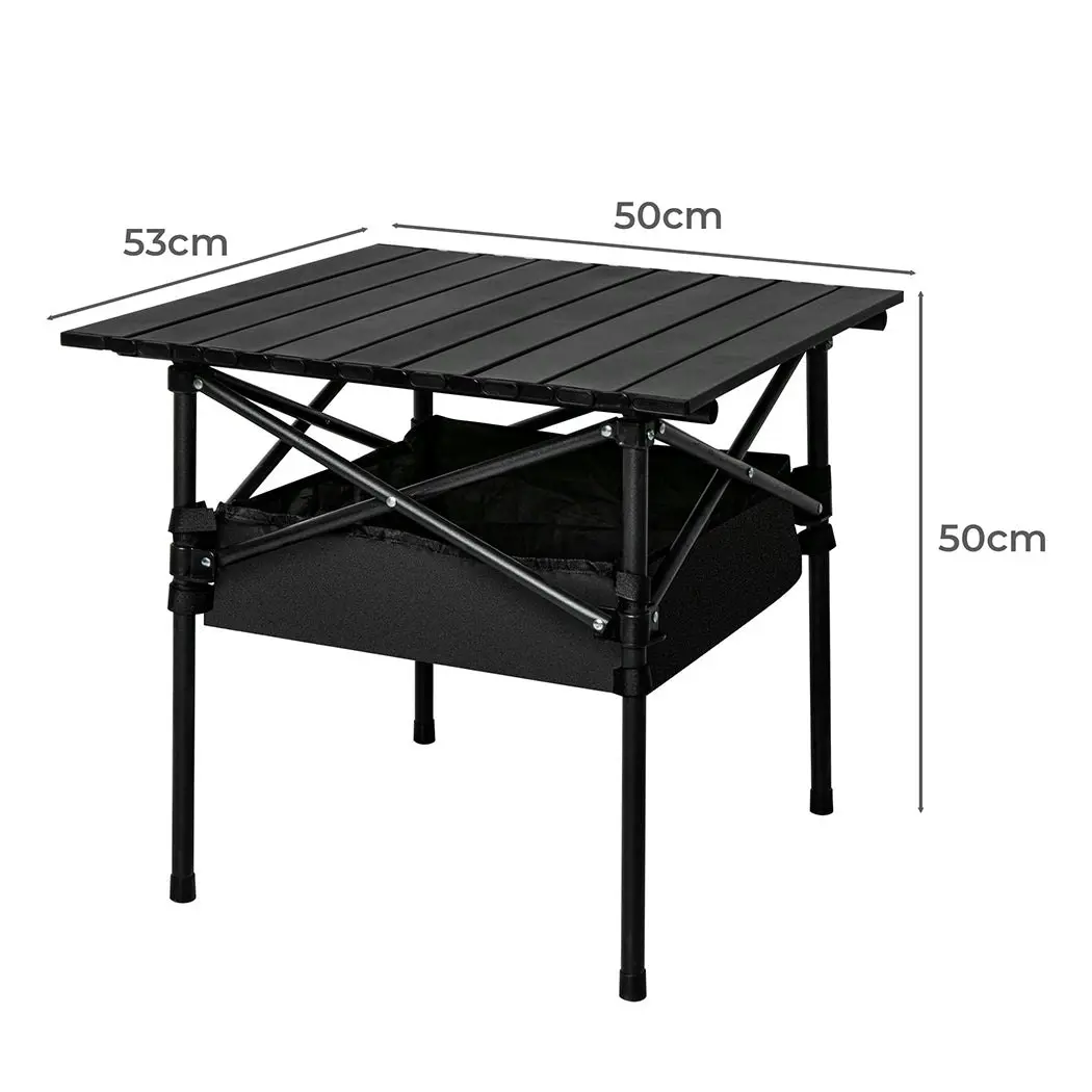 Levede Folding Camping Table Portable Picnic Outdoor BBQ Desk Egg Roll Black