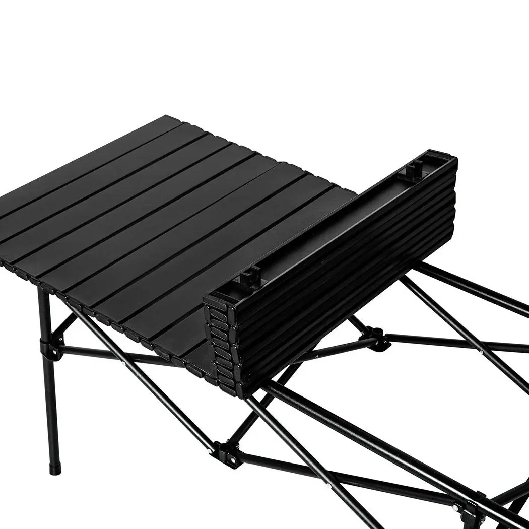 Levede Folding Camping Table Portable Picnic Outdoor BBQ Desk Egg Roll Black