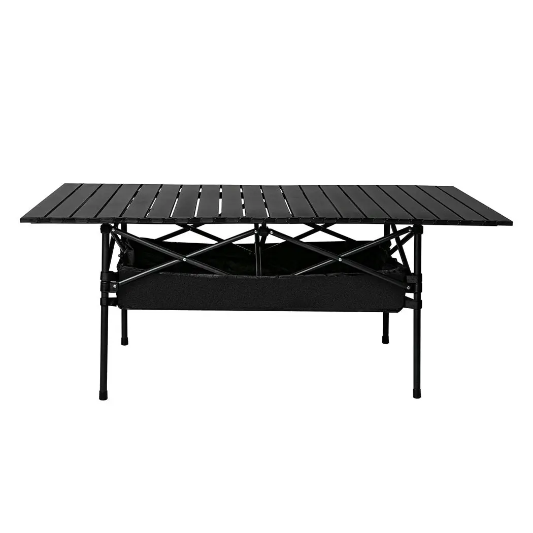 Levede Folding Camping Table Portable Picnic Outdoor BBQ Desk Egg Roll Black