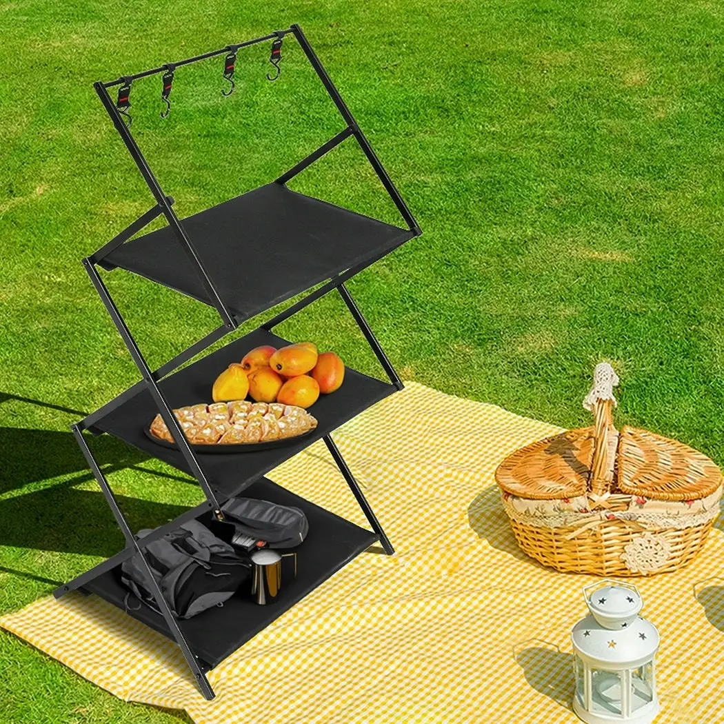 Levede Camping Storage Shelves Portable Hanging Rack Foldable BBQ Picnic Table