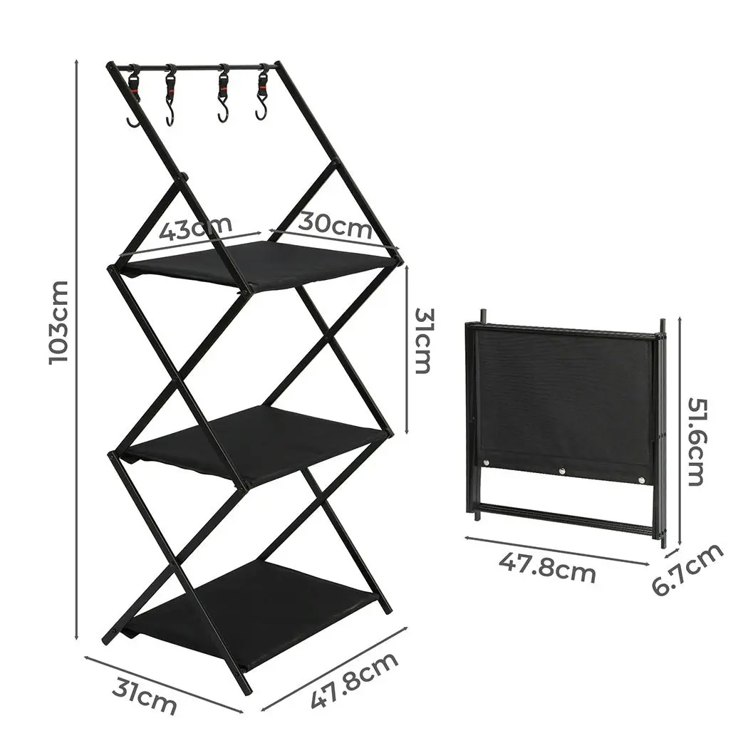 Levede Camping Storage Shelves Portable Hanging Rack Foldable BBQ Picnic Table