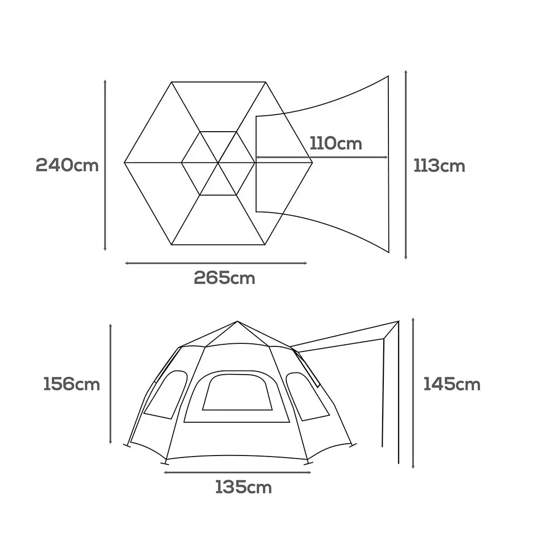 Instant Pop up Tent Auto Family Camping Canopy Shelter 5-8 Person Ground Mat