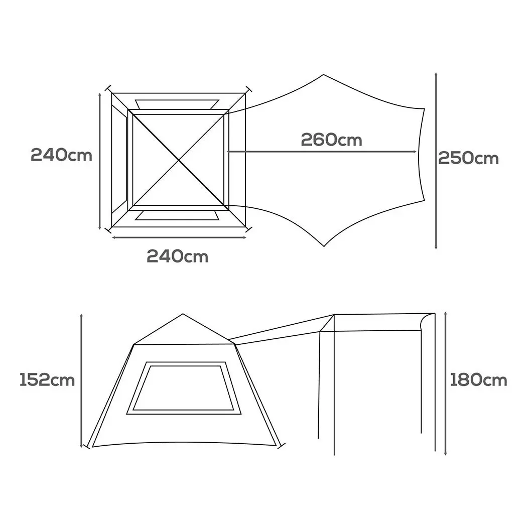 Mountview Instant Pop up Tent Automatic Camping Tarp Canopy 5-8 Person Family