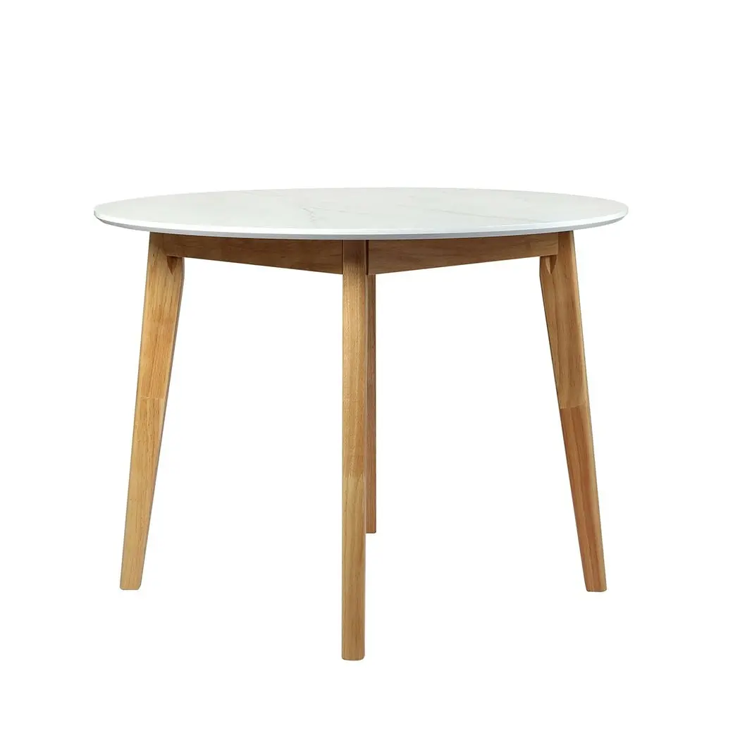 Levede Dining Table Round Rubberwood Base Kitchen Cafe Restaurant White 100cm