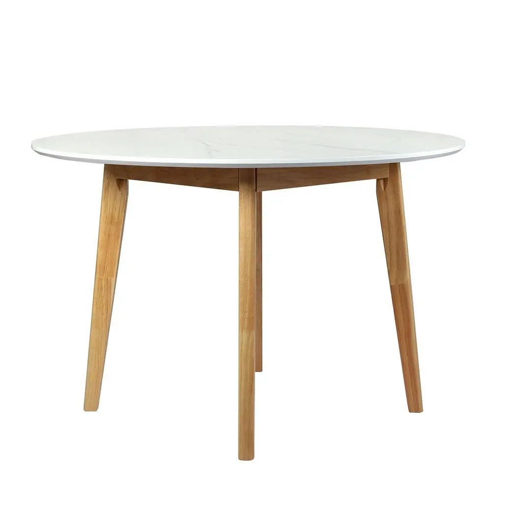 Levede Dining Table Round Rubberwood Base Kitchen Cafe Restaurant White 120cm