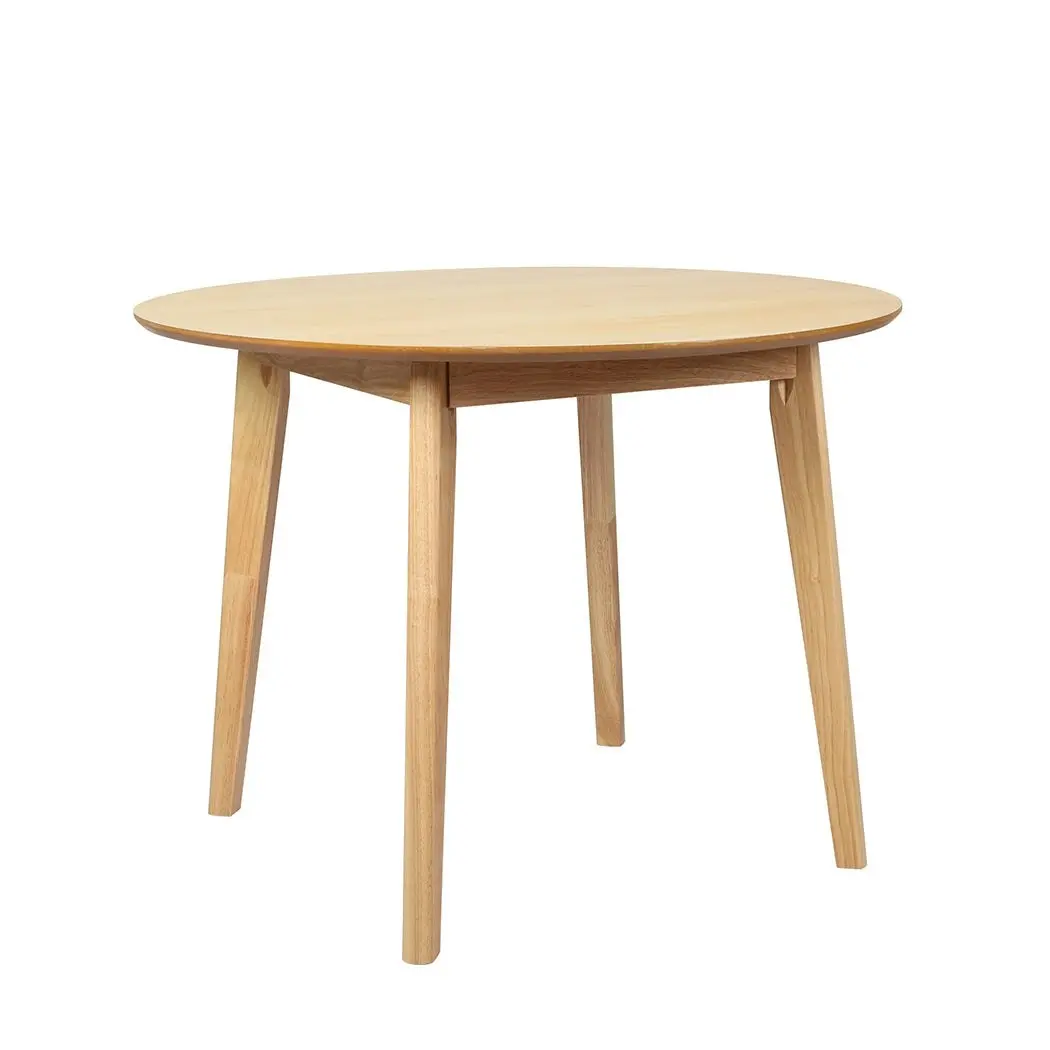 Levede Dining Table Round Rubberwood Base Kitchen Cafe Restaurant Natural 100cm