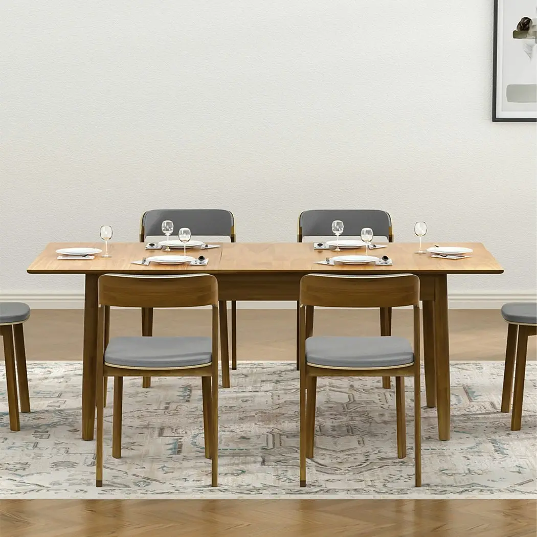 Levede Dining Table Extendable 1.6-2M Rubber Wood Frame Rectangle 8-10 Seater