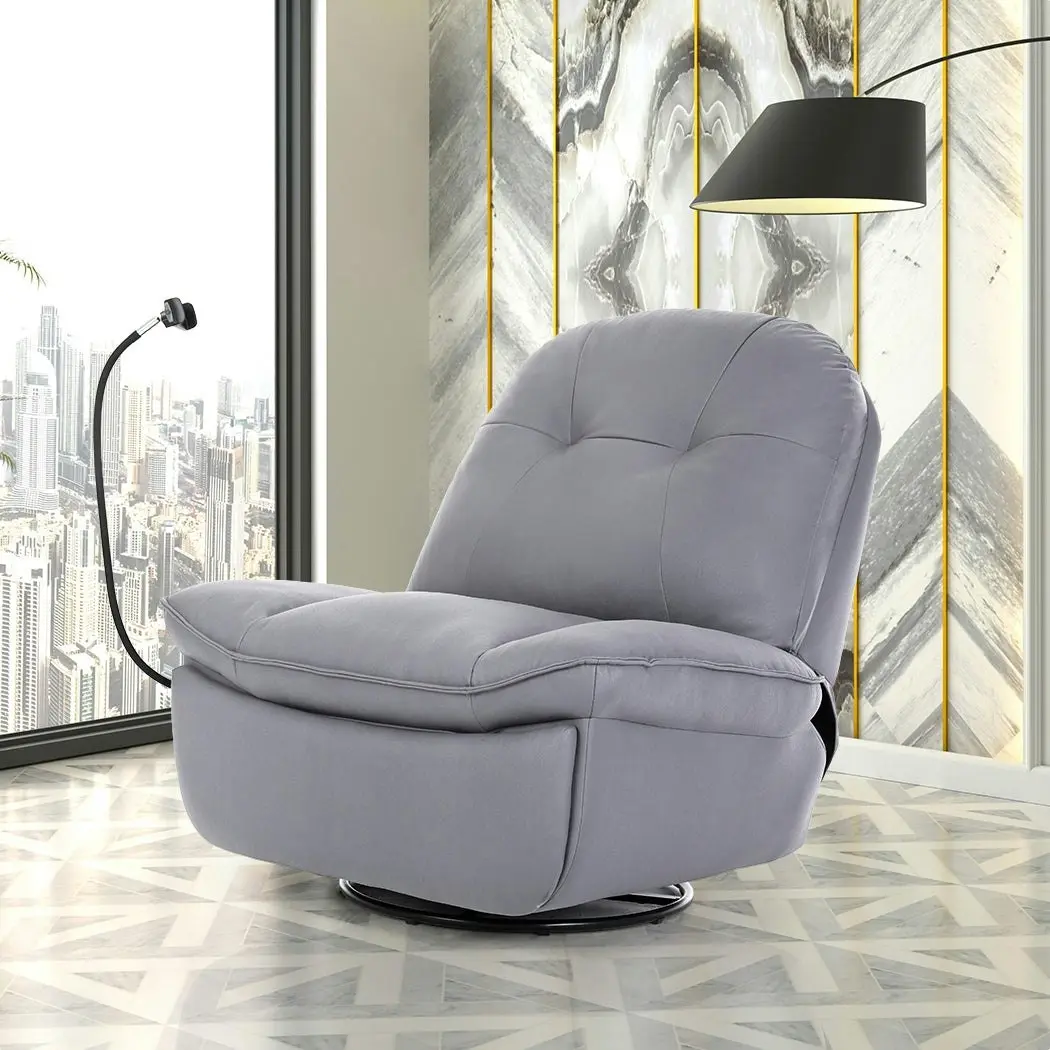 Levede Recliner Chair Lounge 360° Swivel Rocker Sofa Comfy Armchair Lounge Grey