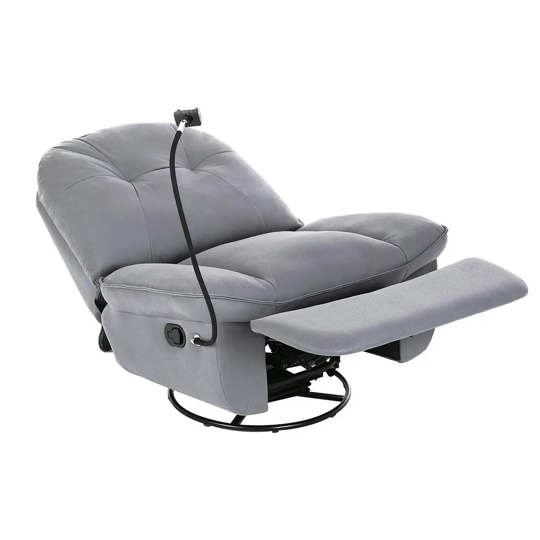 Levede Recliner Chair Lounge 360° Swivel Rocker Sofa Comfy Armchair Lounge Grey