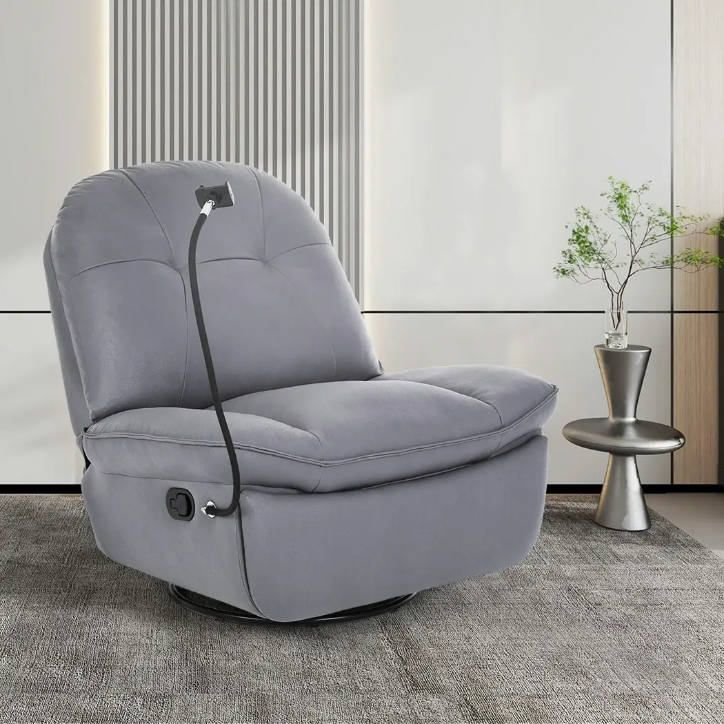 Levede Recliner Chair Lounge 360° Swivel Rocker Sofa Comfy Armchair Lounge Grey